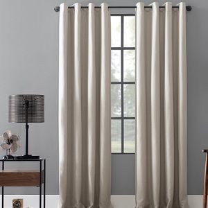 Archaeo Linen Blend 100%  Blockout - 95 IN Grommet Top Window Curtain In Pearl